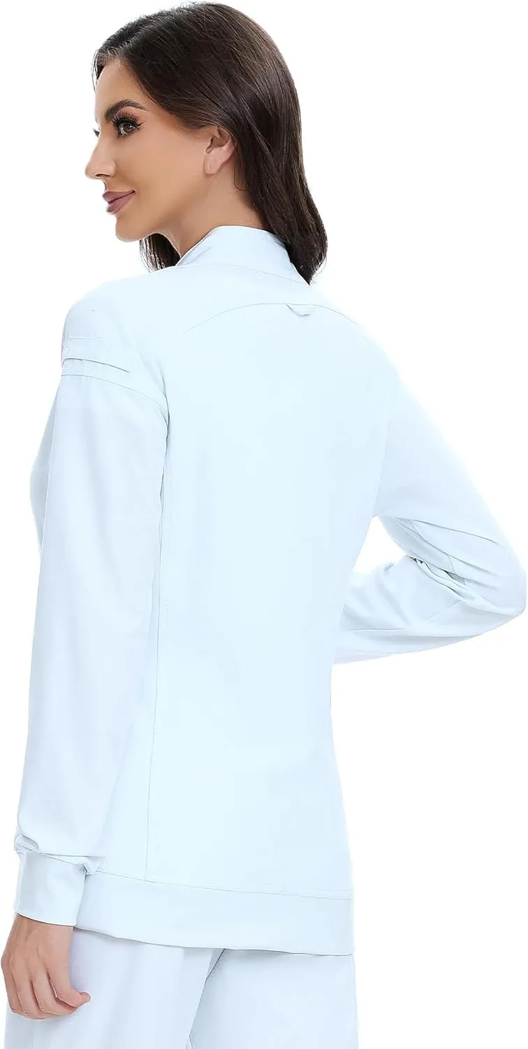 COZYFIT Scrub Jackets for Woman, Zip Front Nurse Jacket, 4-Way Stretch Fabric