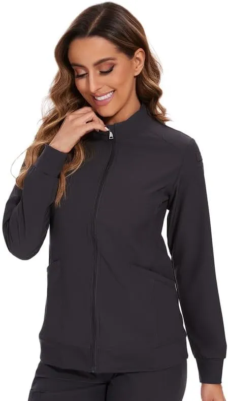 COZYFIT Scrub Jackets for Woman, Zip Front Nurse Jacket, 4-Way Stretch Fabric