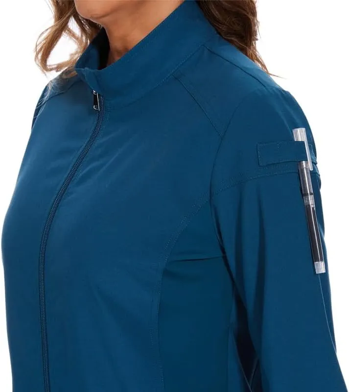 COZYFIT Scrub Jackets for Woman, Zip Front Nurse Jacket, 4-Way Stretch Fabric