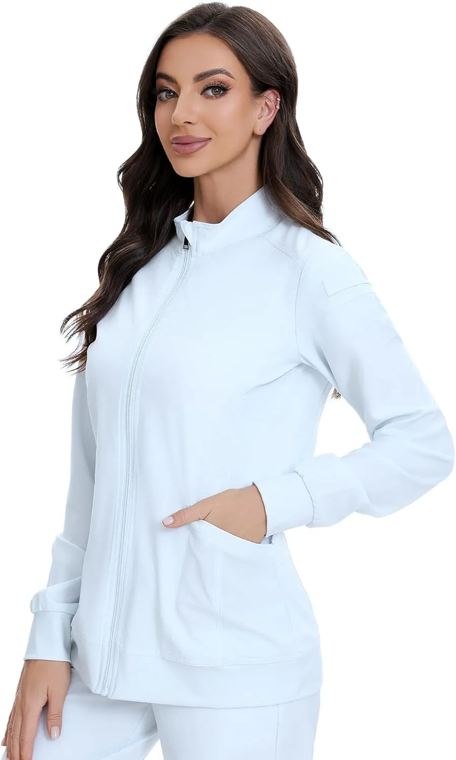 COZYFIT Scrub Jackets for Woman, Zip Front Nurse Jacket, 4-Way Stretch Fabric