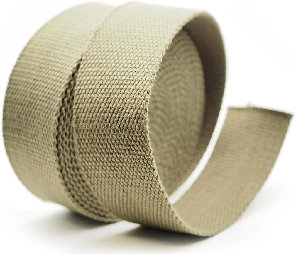 CRAFTMEMORE 1.5 Inches Heavy Cotton Webbing - Plain Weave Straps for Arts and Crafts, Luxury Bag Strap High Density Webbing (5 Yards, Olive Drab)