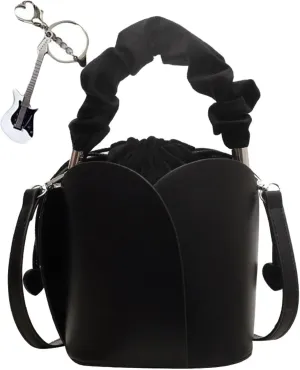 Creative Petal Bag, Creative Petal Large Capacity Design Shoulder Bag Versatile Crossbody Purses with Keychain(Black)