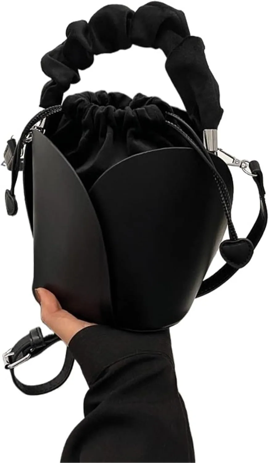 Creative Petal Bag, Creative Petal Large Capacity Design Shoulder Bag Versatile Crossbody Purses with Keychain(Black)