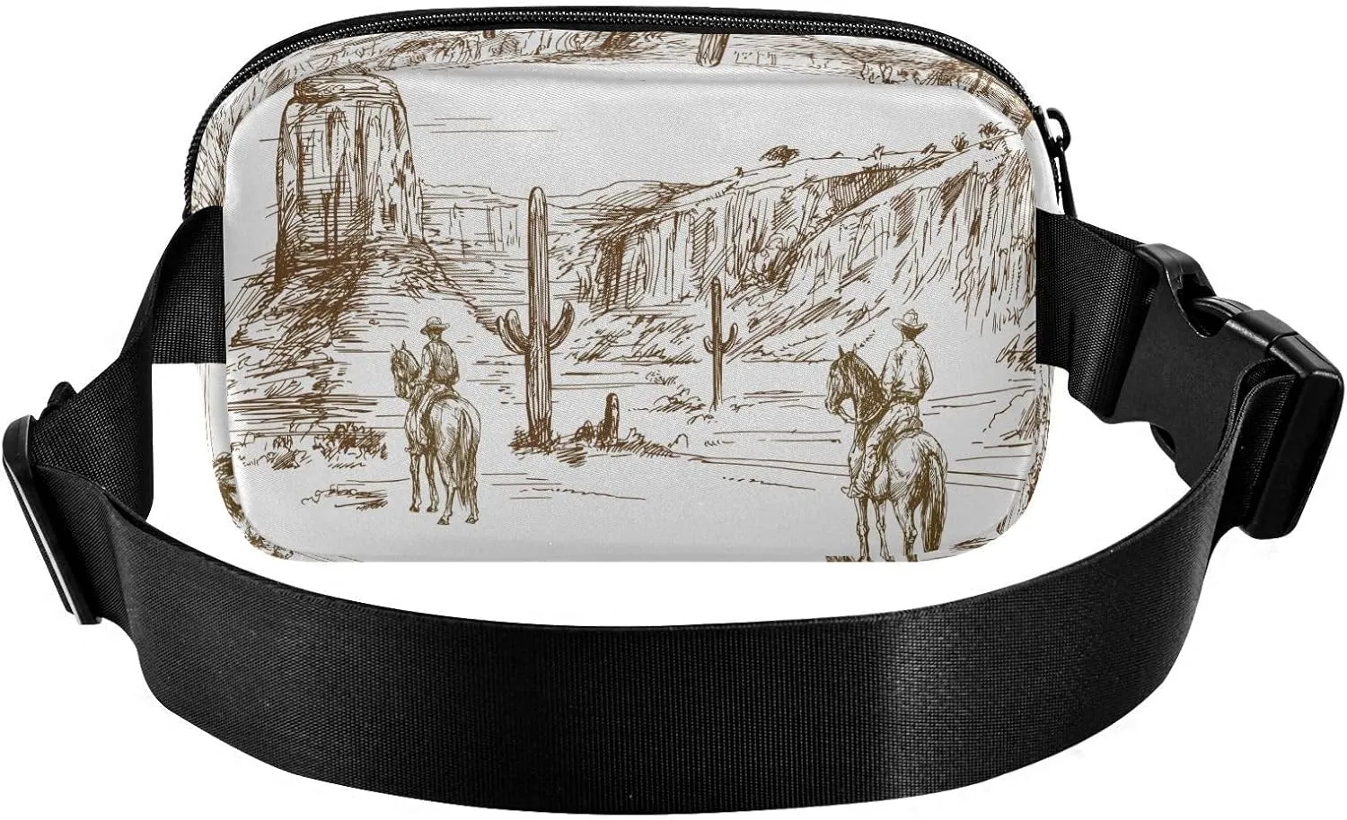 Cross Body Fanny Pack for Women Cowboys Belt Bag Waterproof Fashion Waist Pack with Adjustable Strap Wild West Desert Waist Bag Hip Bumbags for Running Workout Travel Hiking Cycling