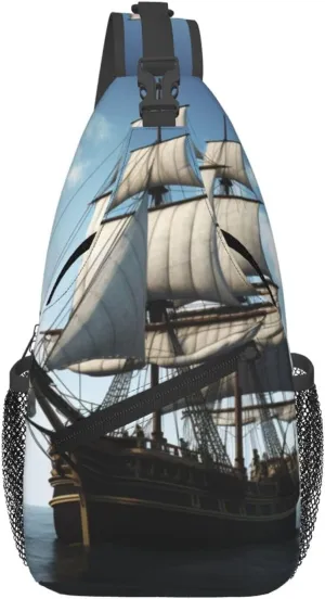 Cross Chest Bag for Men Women Crossbody Backpack old sailing ship Sling Bag Travel Hiking Daypack
