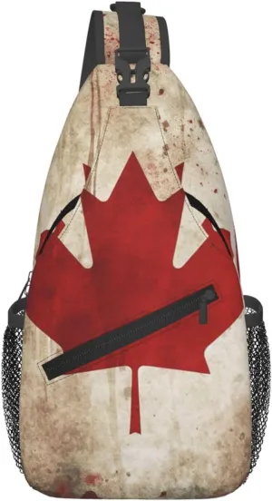 Cross Chest Bag for Men Women Crossbody Backpack Retro Canada Flag Sling Bag Travel Hiking Daypack