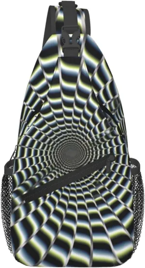 Cross Chest Bag for Men Women Crossbody Backpack spiral optical illusion gif Sling Bag Travel Hiking Daypack