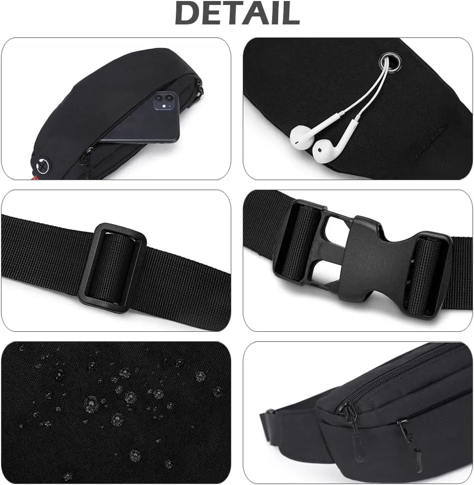 Crossbody Bag Fanny Pack for Men Women, Small Crossbody Sling Bag, Adjustable Waist Pack Durable Water Resistant Hip Pack Bumbag Belt Bag Chest Wallet for Travel Walking Running Hiking Cycling, Black