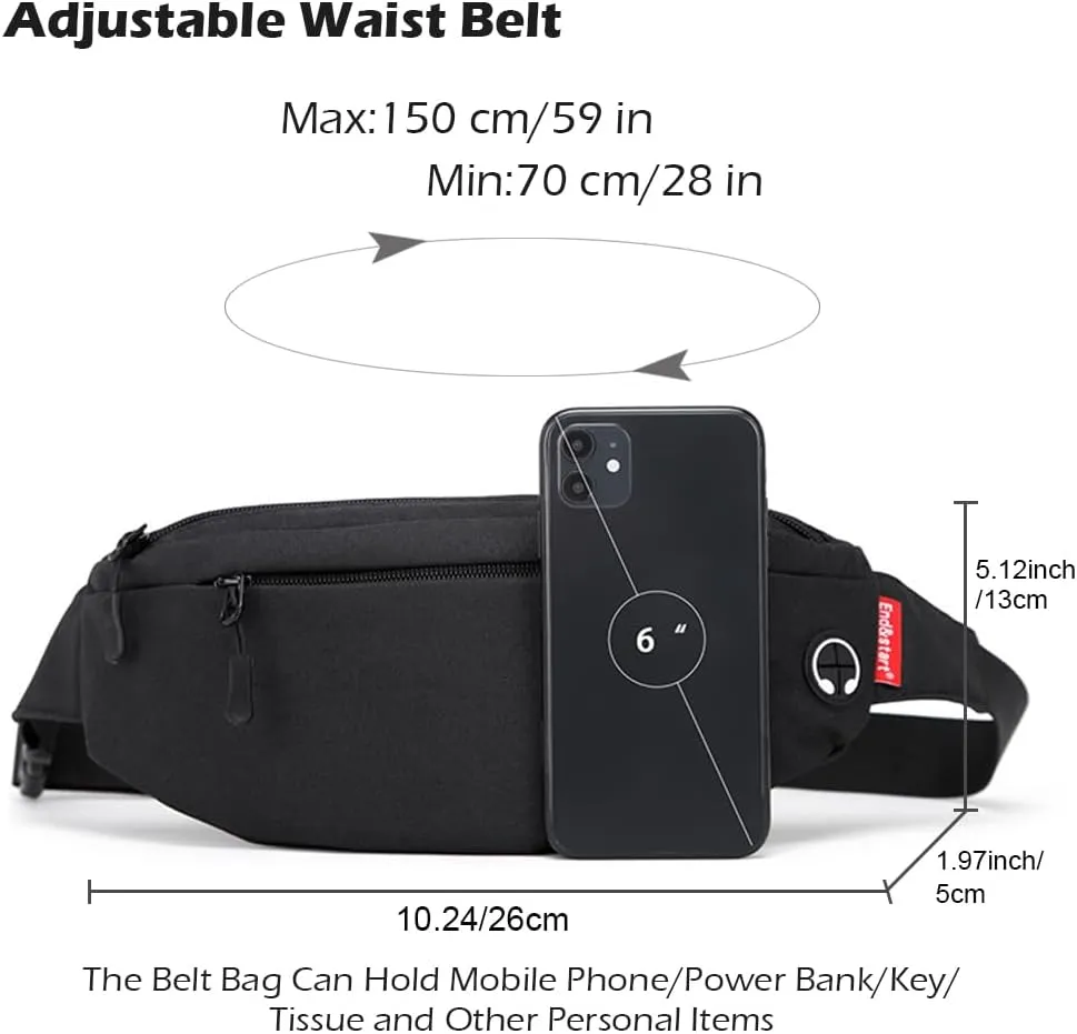 Crossbody Bag Fanny Pack for Men Women, Small Crossbody Sling Bag, Adjustable Waist Pack Durable Water Resistant Hip Pack Bumbag Belt Bag Chest Wallet for Travel Walking Running Hiking Cycling, Black