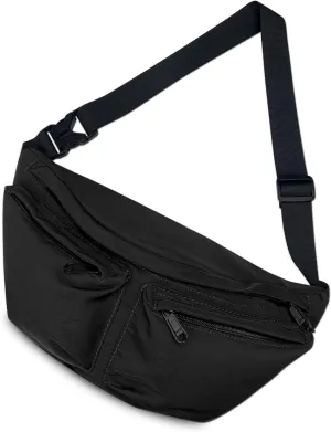 Crossbody Bag Fanny Packs for Men Women, Large Belt Bag With 5-Zipper Pockets, Sling Bag, Waist Pack with Adjustable Strap for Travel - Black (2.2L)