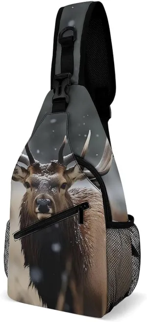 Crossbody Bag for Women Men Chest Bag Wild Elk Sling Bag Crossbody Shoulder Bag Sling Backpack