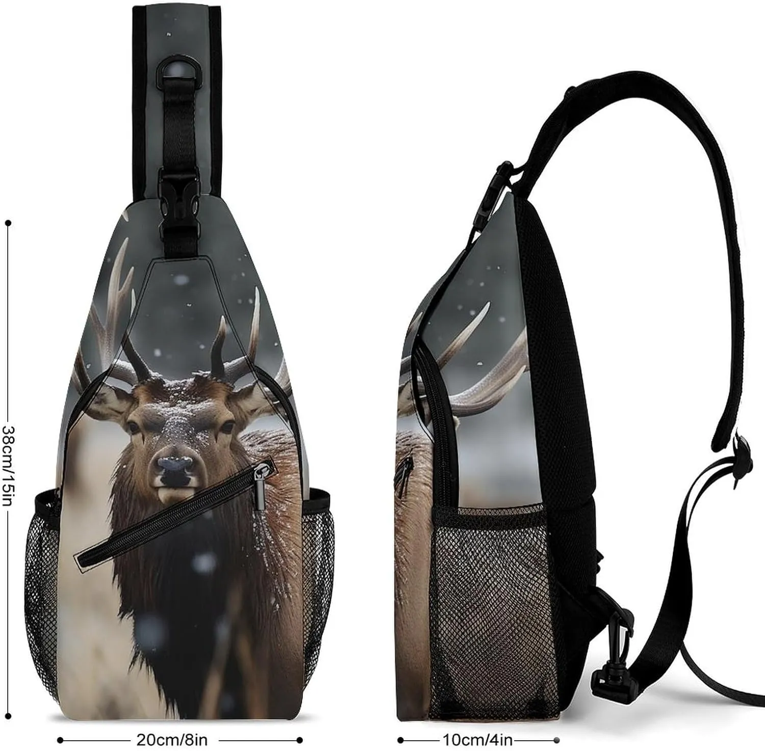 Crossbody Bag for Women Men Chest Bag Wild Elk Sling Bag Crossbody Shoulder Bag Sling Backpack