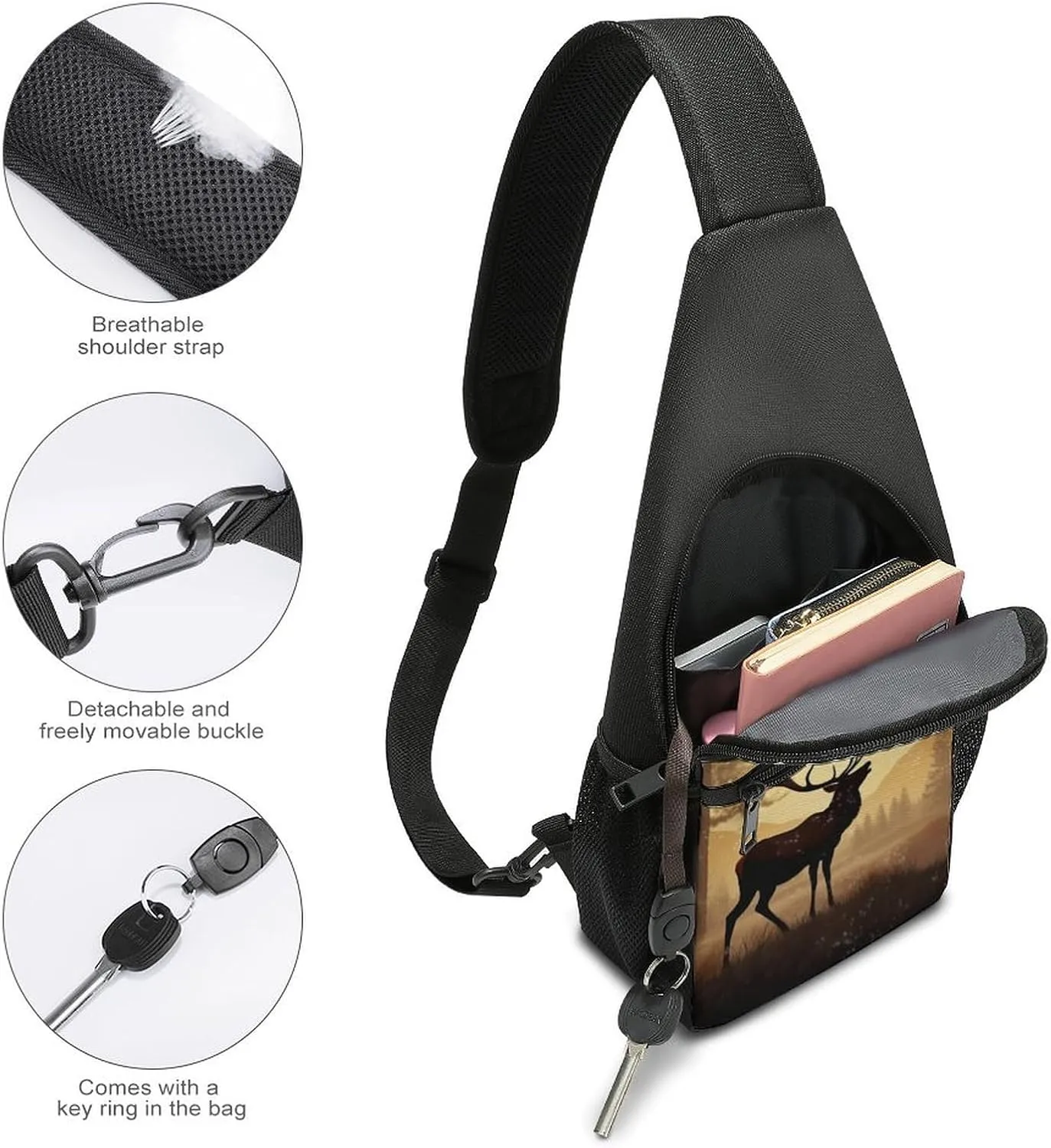 Crossbody Bag for Women Men Sling Bag Dog Paw Print Chest Bag Crossbody Adjustable Shoulder Bag