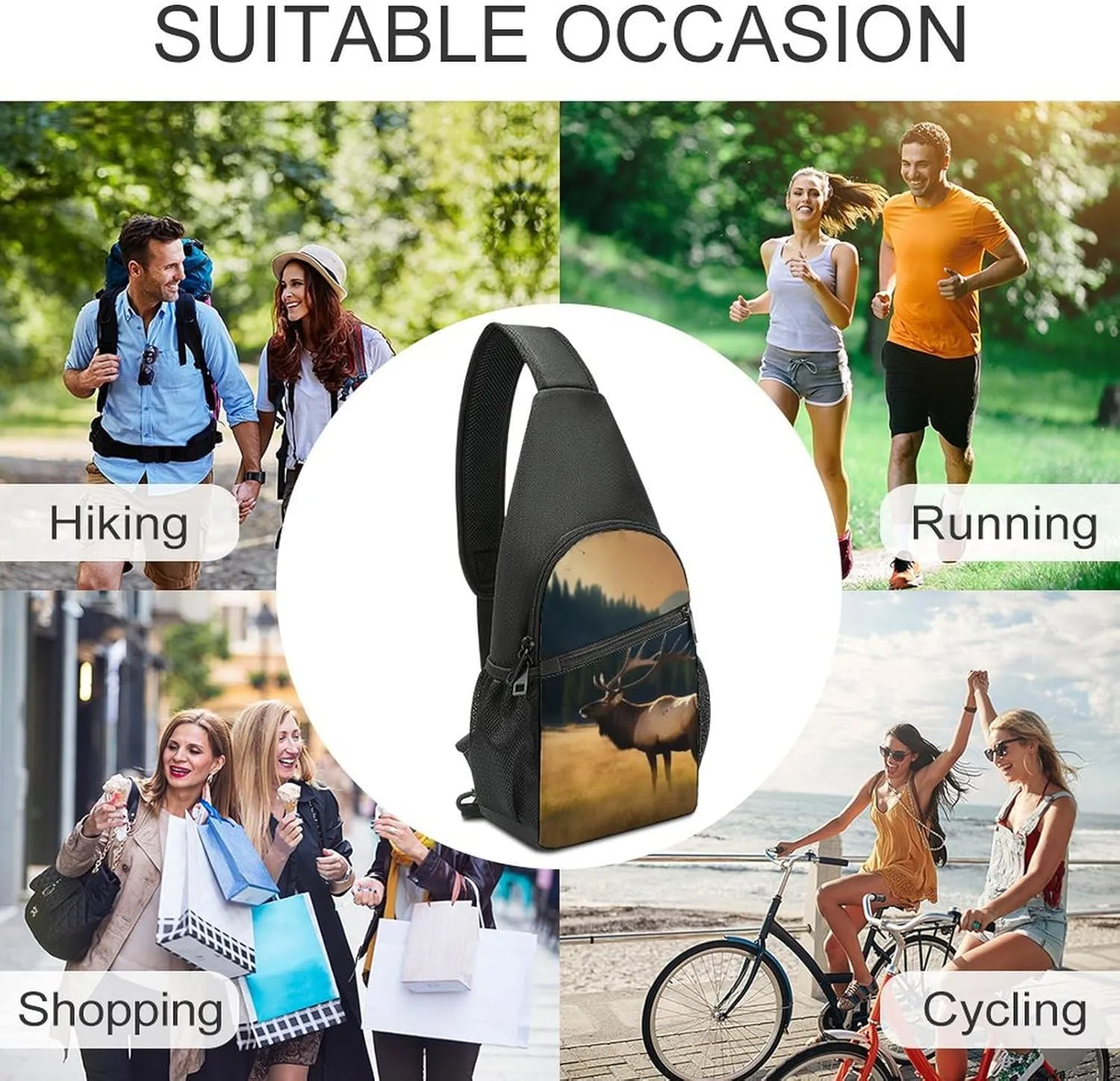 Crossbody Bag for Women Men Sling Bag Dog Paw Print Chest Bag Crossbody Adjustable Shoulder Bag