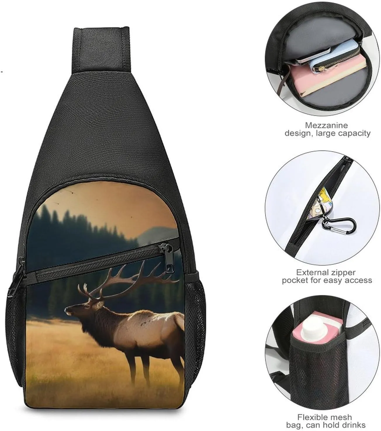 Crossbody Bag for Women Men Sling Bag Dog Paw Print Chest Bag Crossbody Adjustable Shoulder Bag