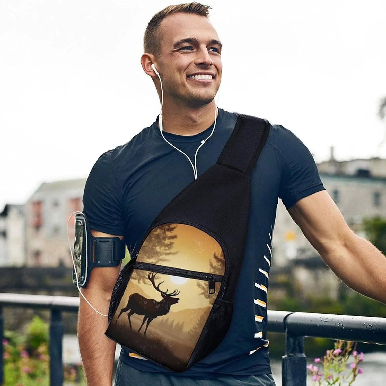 Crossbody Bag for Women Men Sling Bag Dog Paw Print Chest Bag Crossbody Adjustable Shoulder Bag