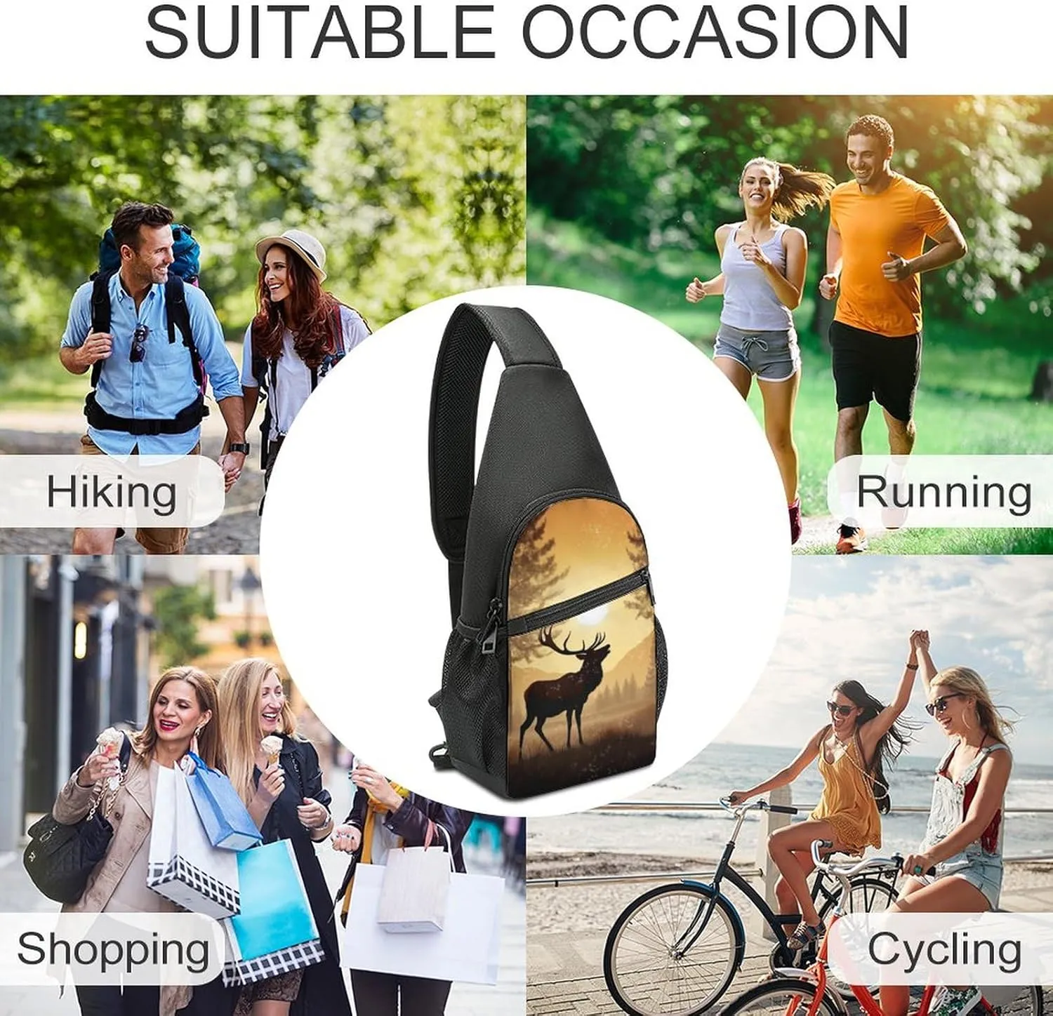 Crossbody Bag for Women Men Sling Bag Dog Paw Print Chest Bag Crossbody Adjustable Shoulder Bag
