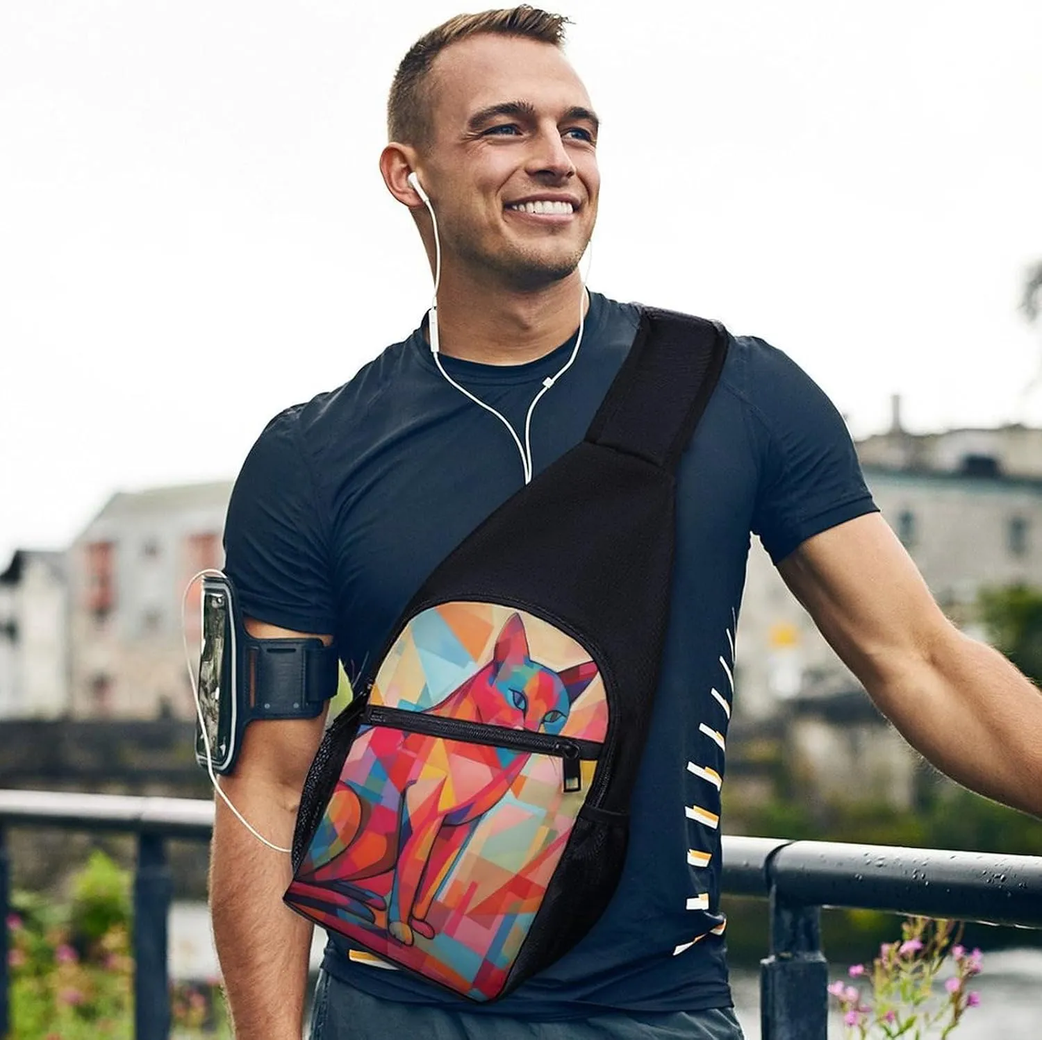 Crossbody Bag for Women Men Sling Bag Pirate Skull Chest Bag Crossbody Adjustable Shoulder Bag