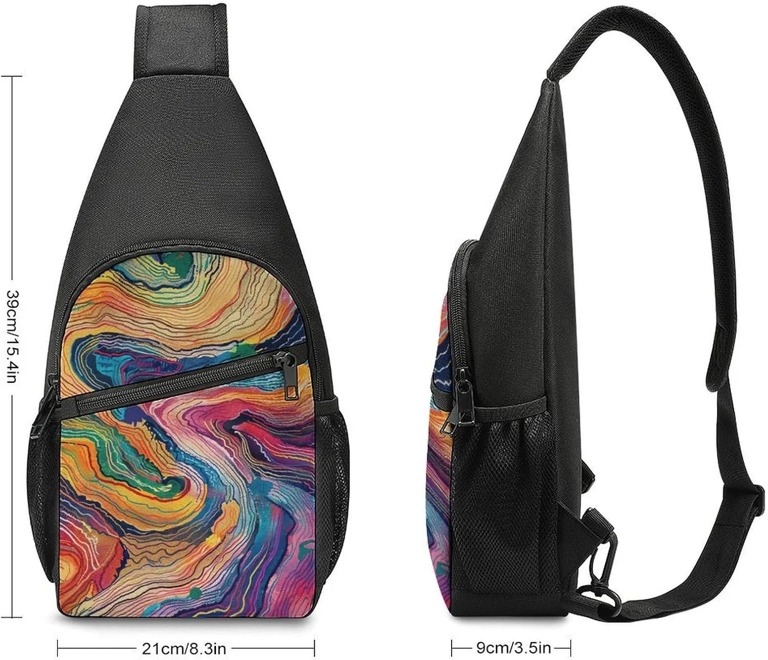 Crossbody Bag for Women Men Sling Bag Small Hound Pattern Chest Bag Crossbody Adjustable Shoulder Bag