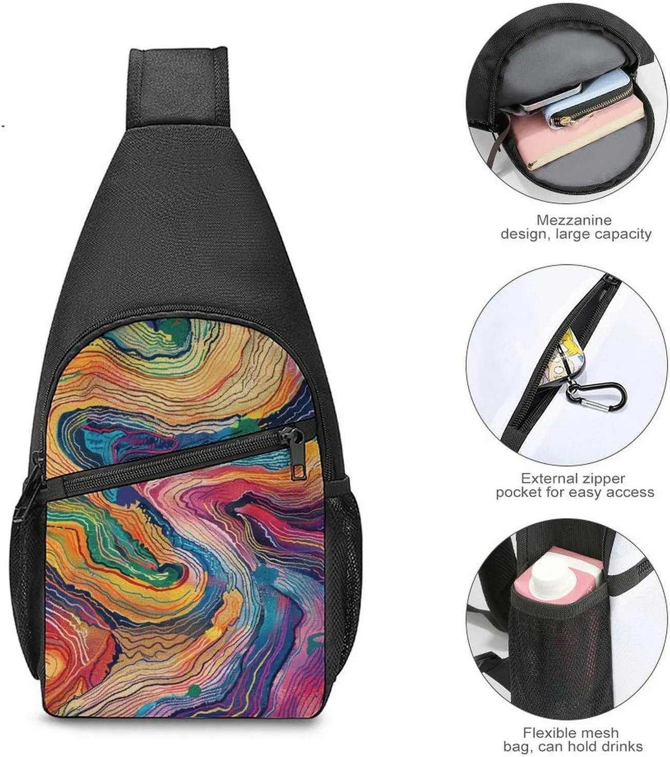 Crossbody Bag for Women Men Sling Bag Small Hound Pattern Chest Bag Crossbody Adjustable Shoulder Bag