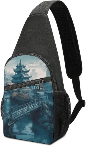 Crossbody Bag for Women Men Sling Bag Small Hound Pattern Chest Bag Crossbody Adjustable Shoulder Bag