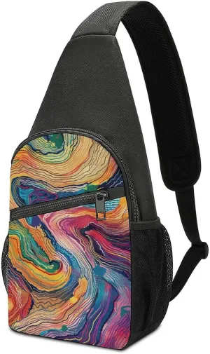 Crossbody Bag for Women Men Sling Bag Small Hound Pattern Chest Bag Crossbody Adjustable Shoulder Bag