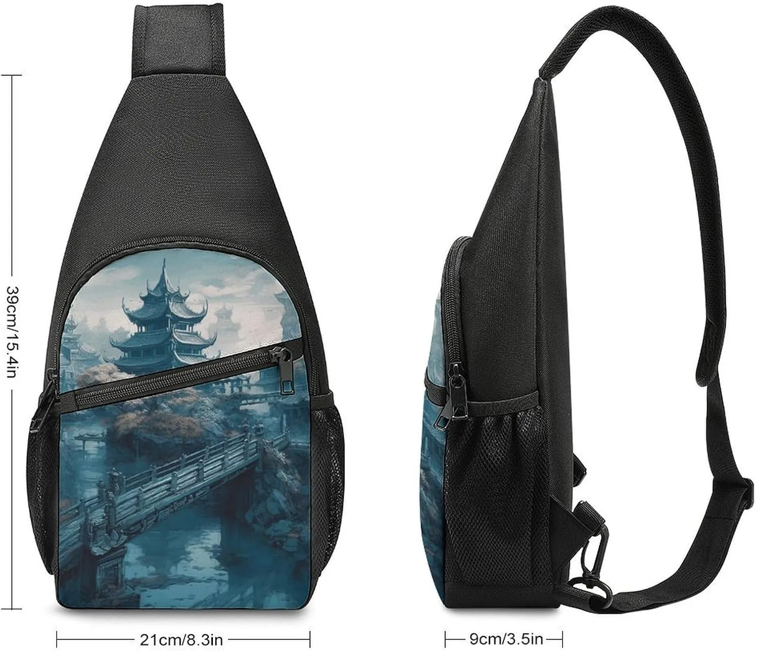 Crossbody Bag for Women Men Sling Bag Small Hound Pattern Chest Bag Crossbody Adjustable Shoulder Bag