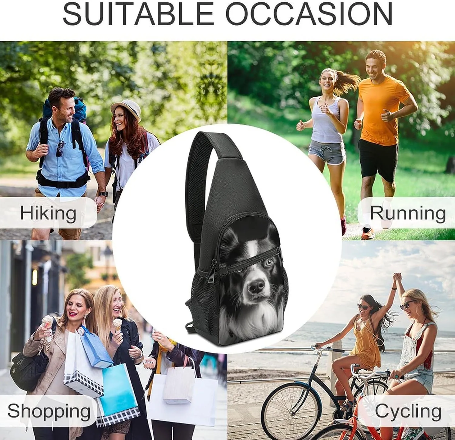Crossbody Bag for Women Men Sling Bag Small Hound Pattern Chest Bag Crossbody Adjustable Shoulder Bag