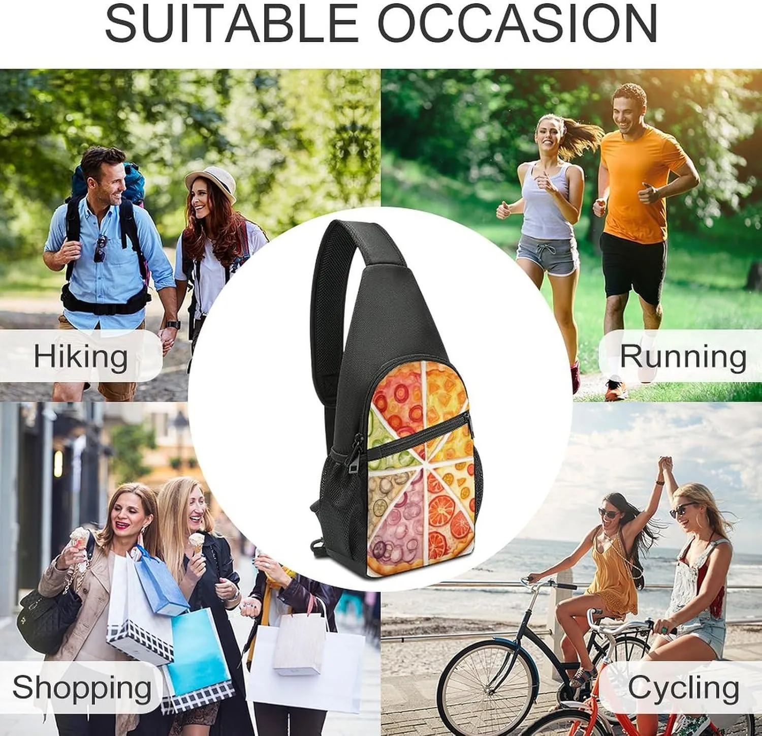 Crossbody Bag for Women Men Sling Bag Wild Elk Chest Bag Crossbody Adjustable Shoulder Bag