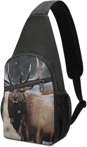 Crossbody Bag for Women Men Sling Bag Wild Elk Chest Bag Crossbody Adjustable Shoulder Bag