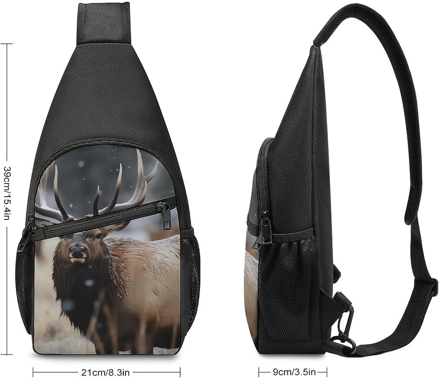Crossbody Bag for Women Men Sling Bag Wild Elk Chest Bag Crossbody Adjustable Shoulder Bag