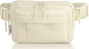 Crossbody Bags for Women & Fanny Pack for Men, Lightweight Adjustable Strap Belt Bag for Travel, Running, Hiking with Multiple Pockets, Beige