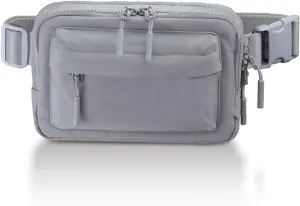 Crossbody Bags for Women & Fanny Pack for Men, Lightweight Adjustable Strap Belt Bag for Travel, Running, Hiking with Multiple Pockets, Light Grey