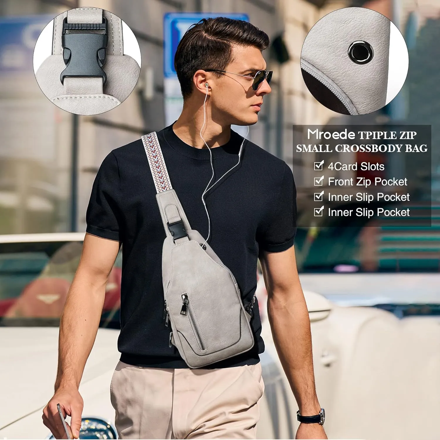 Crossbody Bags for Women Men Sling Bag 5 Pockets Fanny Pack Sling Backpack Chest Daypack Travel Purse Anti Theft