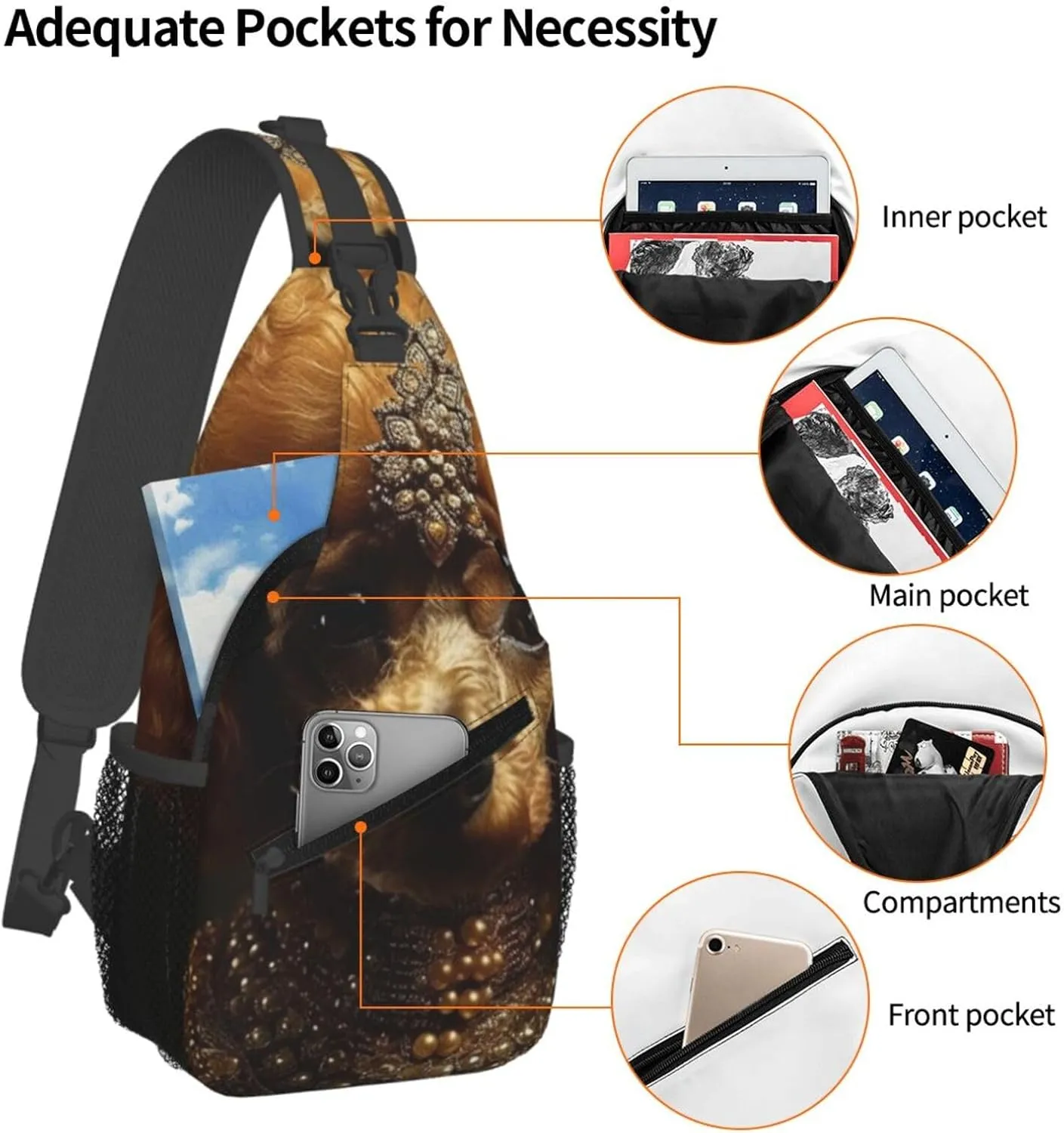 Crossbody Bags for Women Men Trendy Sling Bag Casual Chest Bag Moon Flowers and Butterflies Shoulder Bag for Travel
