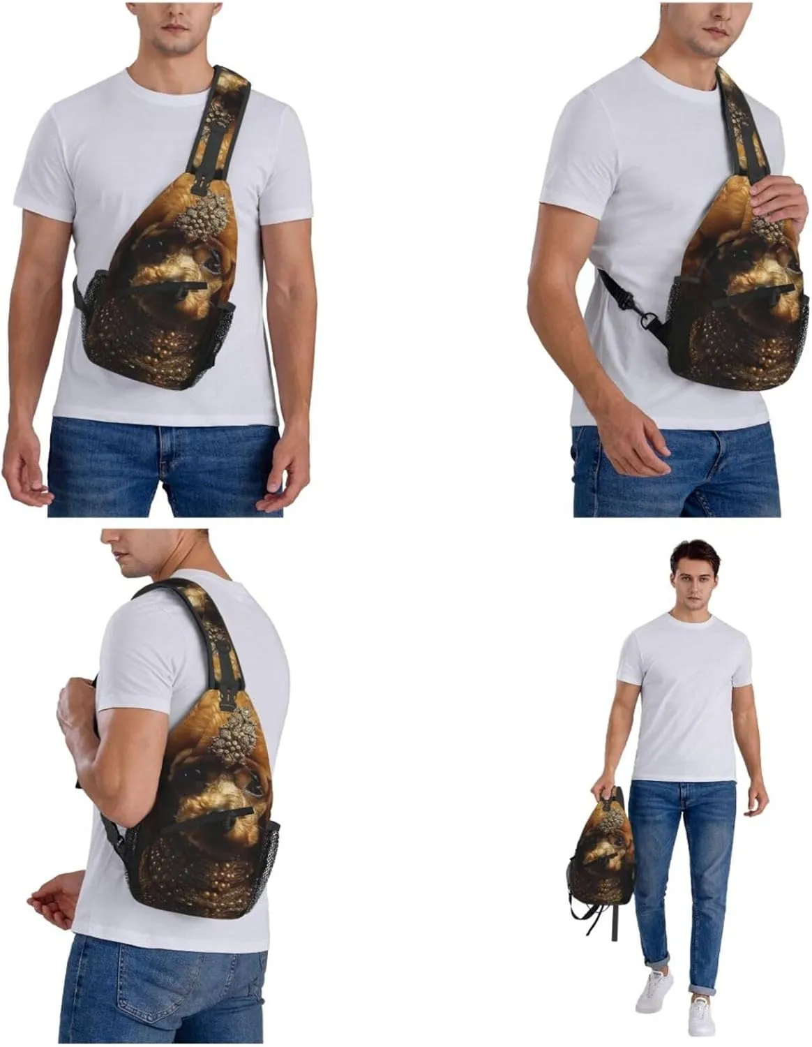 Crossbody Bags for Women Men Trendy Sling Bag Casual Chest Bag Moon Flowers and Butterflies Shoulder Bag for Travel