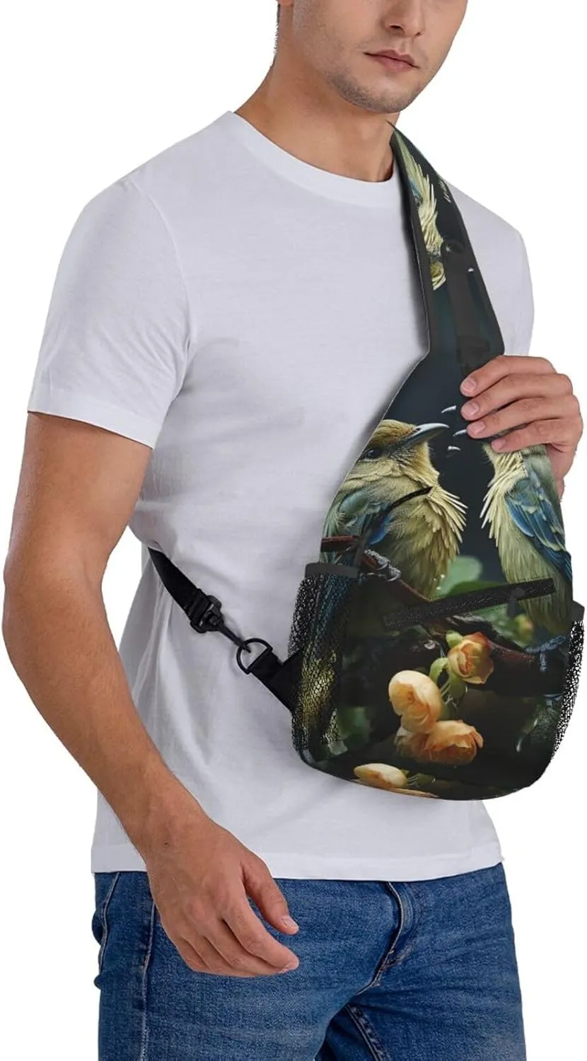 Crossbody Bags for Women Men Trendy Sling Bag Casual Chest Bag Moon Flowers and Butterflies Shoulder Bag for Travel