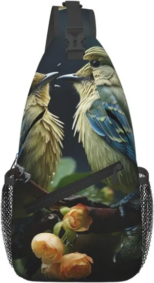 Crossbody Bags for Women Men Trendy Sling Bag Casual Chest Bag Moon Flowers and Butterflies Shoulder Bag for Travel