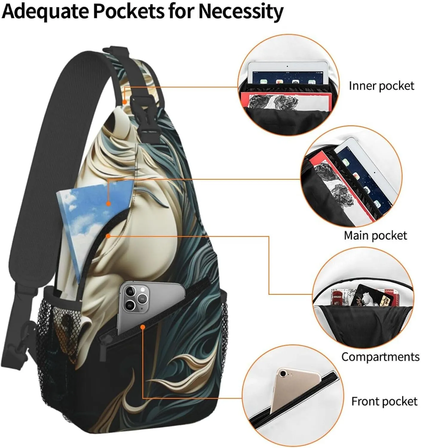 Crossbody Bags for Women Men Trendy Sling Bag Casual Chest Bag Moon Flowers and Butterflies Shoulder Bag for Travel