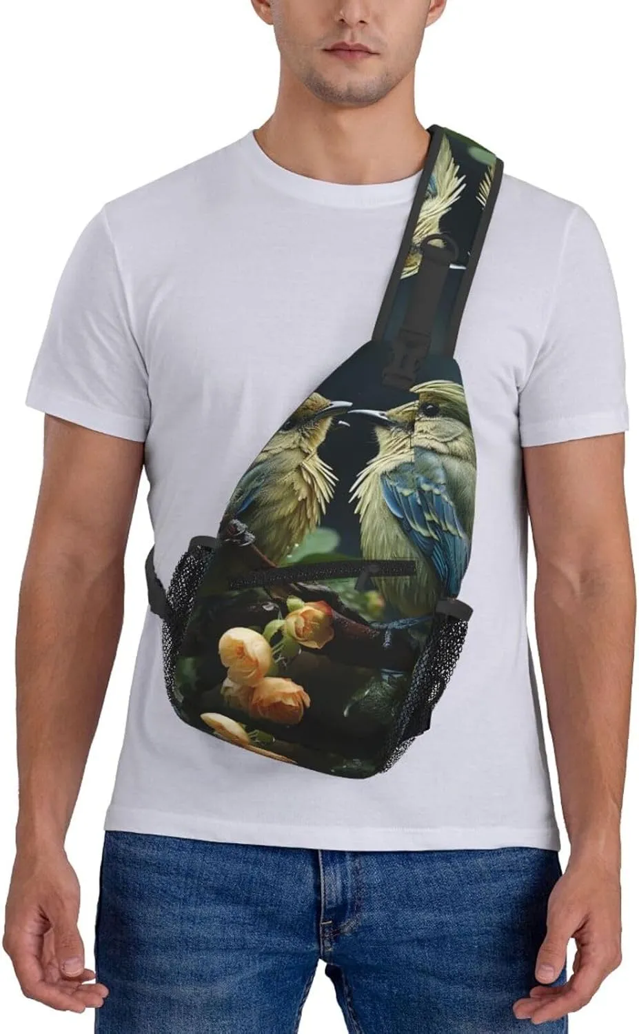 Crossbody Bags for Women Men Trendy Sling Bag Casual Chest Bag Moon Flowers and Butterflies Shoulder Bag for Travel