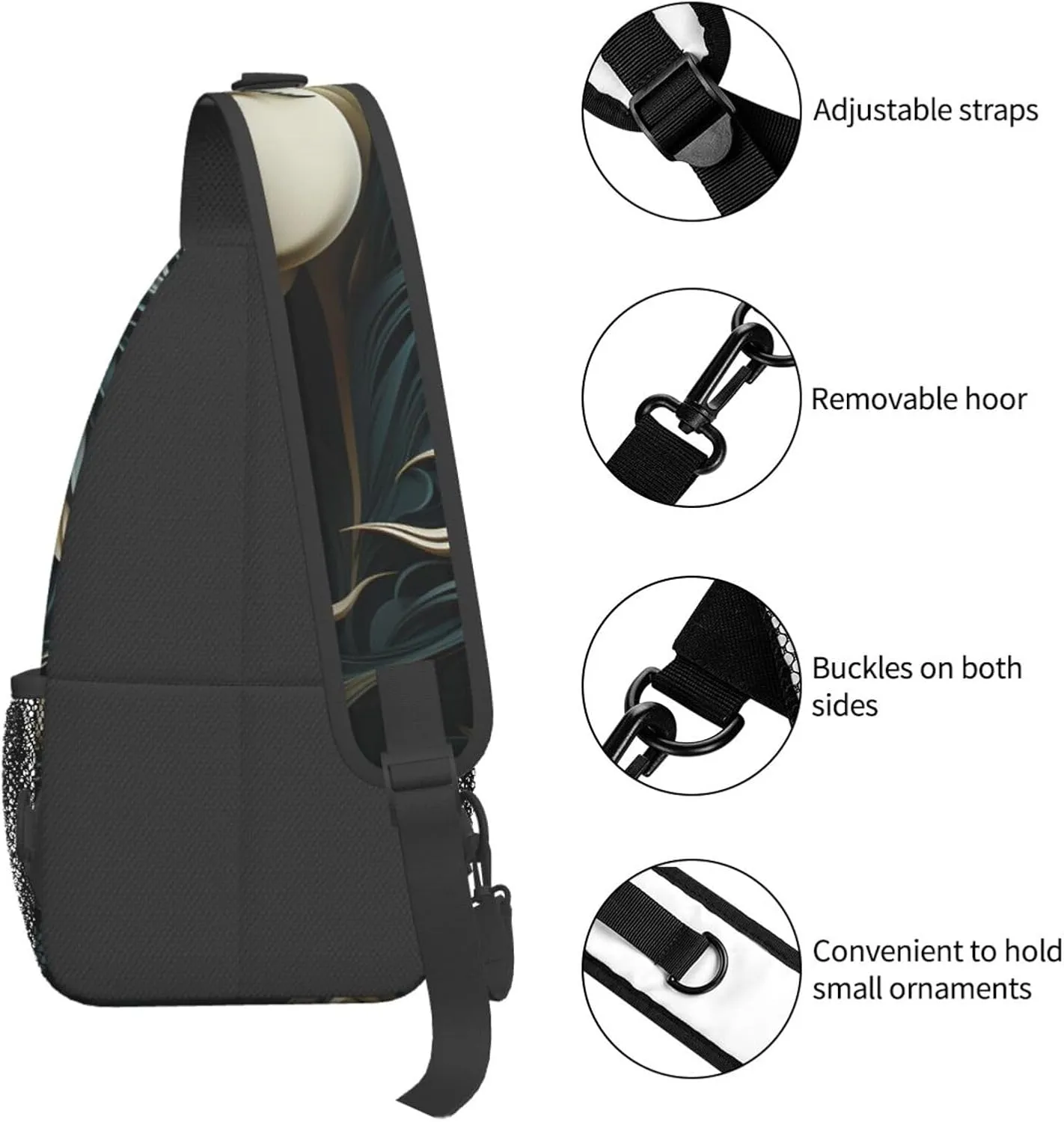 Crossbody Bags for Women Men Trendy Sling Bag Casual Chest Bag Moon Flowers and Butterflies Shoulder Bag for Travel