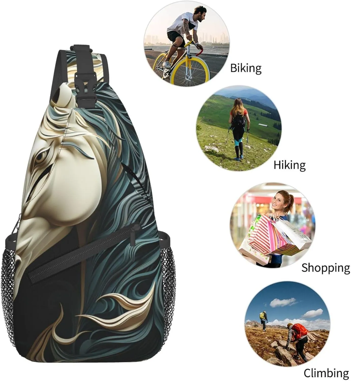 Crossbody Bags for Women Men Trendy Sling Bag Casual Chest Bag Moon Flowers and Butterflies Shoulder Bag for Travel