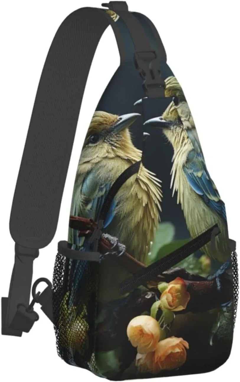 Crossbody Bags for Women Men Trendy Sling Bag Casual Chest Bag Moon Flowers and Butterflies Shoulder Bag for Travel