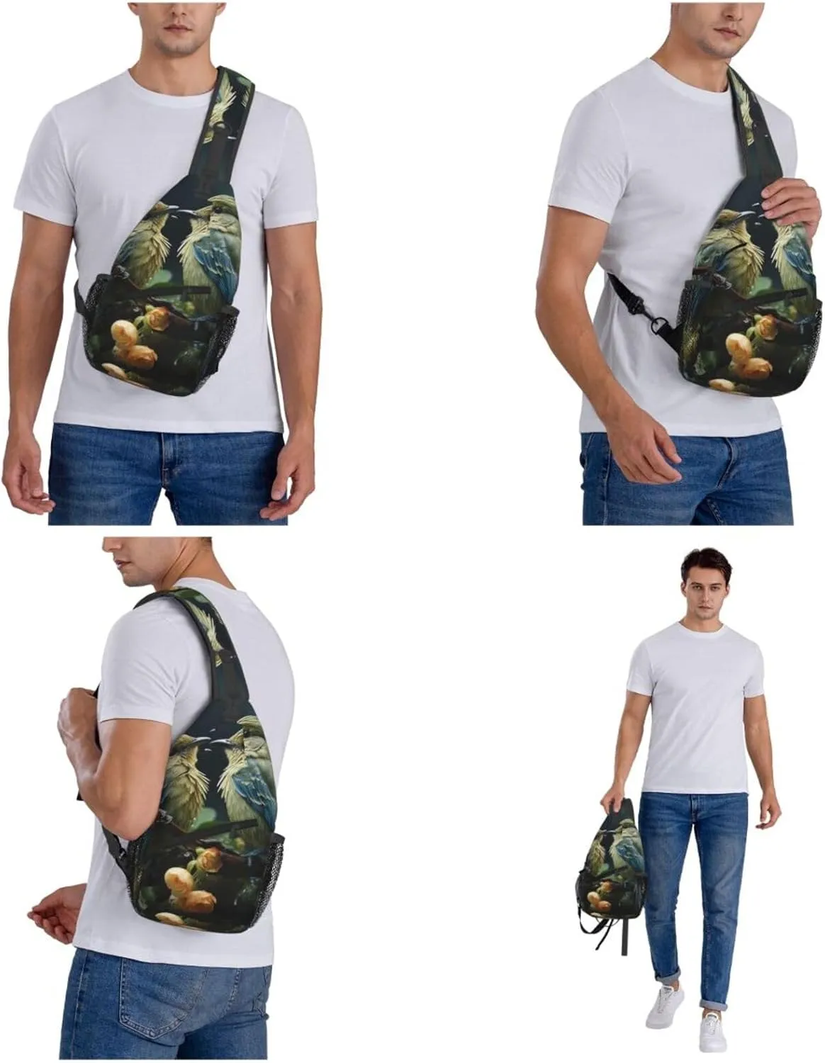 Crossbody Bags for Women Men Trendy Sling Bag Casual Chest Bag Moon Flowers and Butterflies Shoulder Bag for Travel