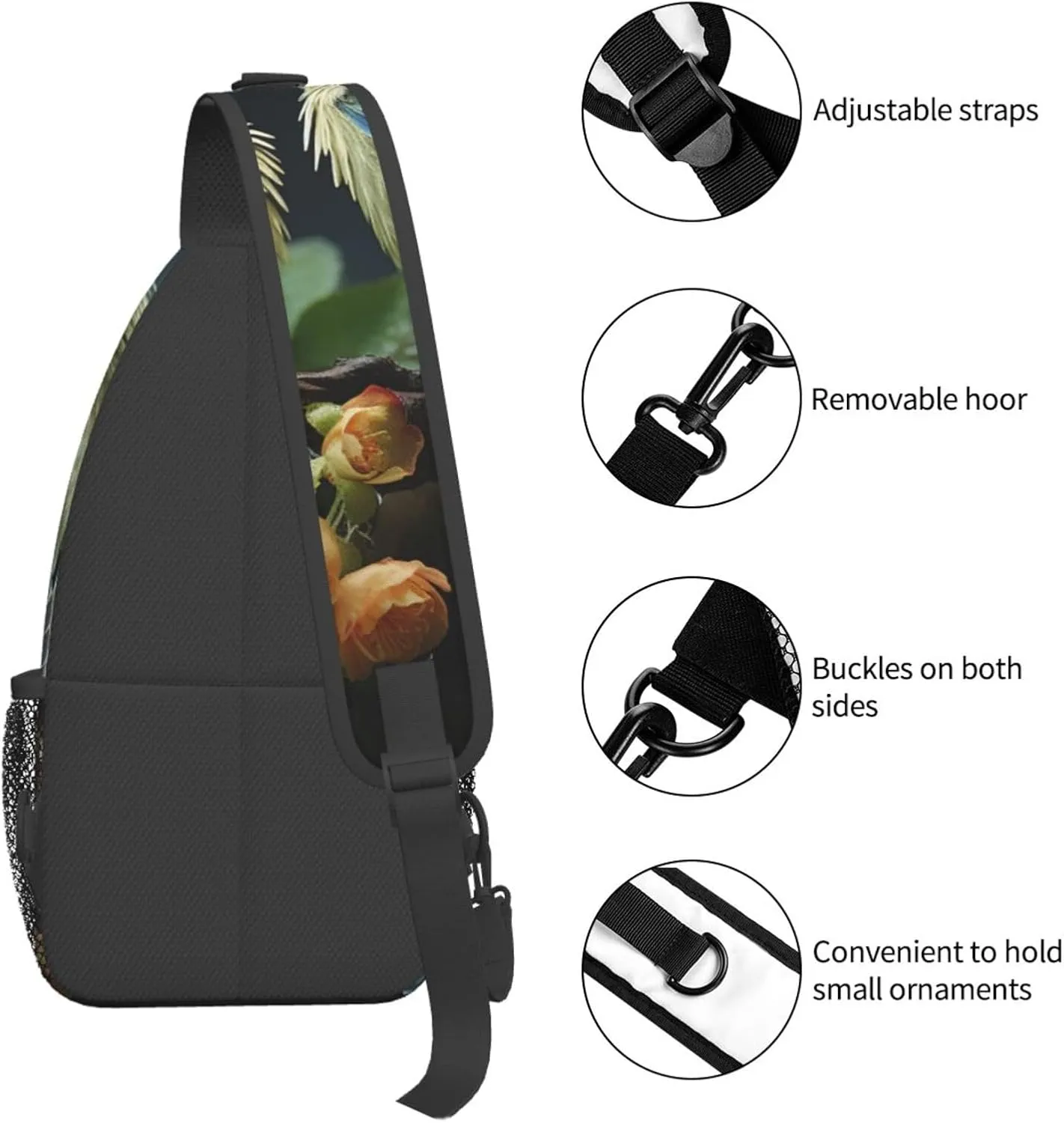 Crossbody Bags for Women Men Trendy Sling Bag Casual Chest Bag Moon Flowers and Butterflies Shoulder Bag for Travel