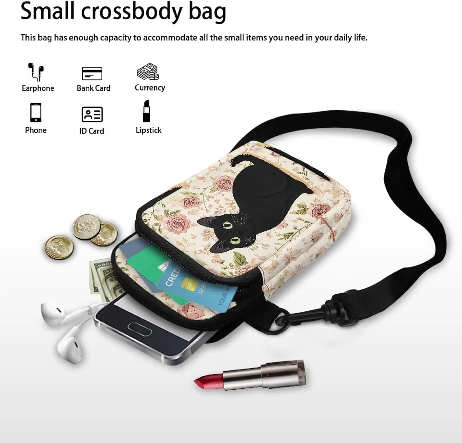 Crossbody Bags Messenger Bags Waist Bags Mini Shoulder Bags for Women and Men Removable Shoulder Strap Zipper Bags