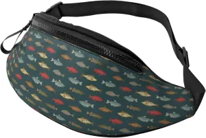 Crossbody Fanny Packs for Women Men - River Freshwater Fish Running Belt Bag Travel Waist Bag for Women Mens
