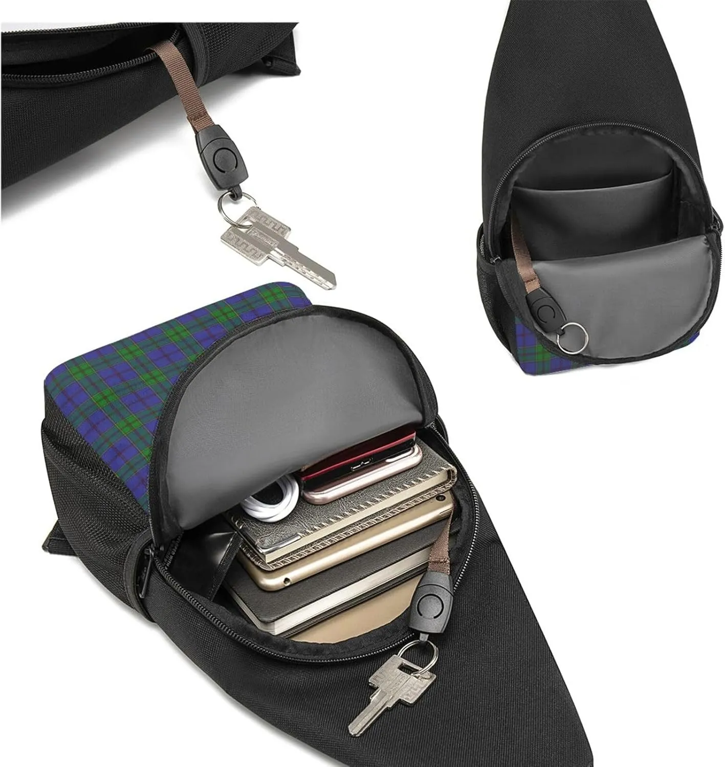 Crossbody Sling Backpack Strachan Tartan Shoulder Chest Bag Daypack for Traveling Sport