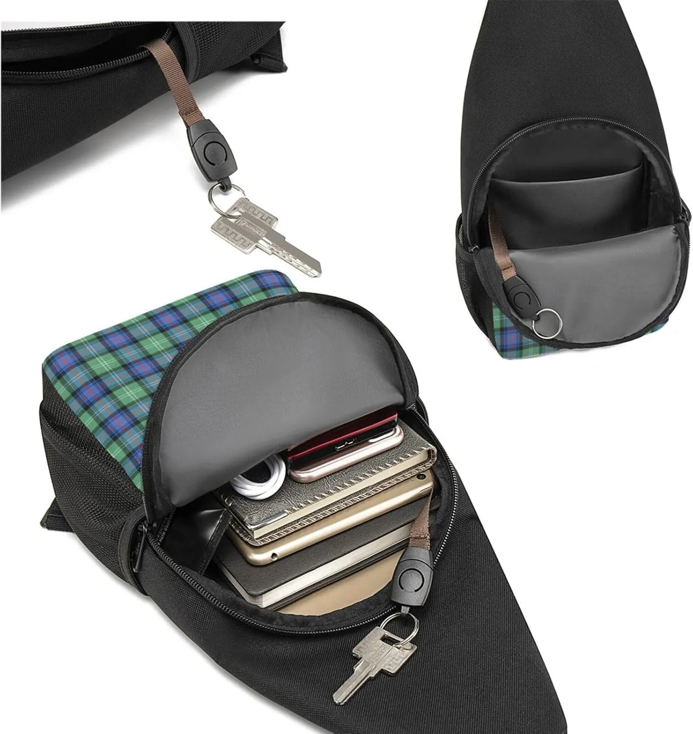 Crossbody Sling Backpack Sutherland Old Ancient Tartan Shoulder Chest Bag Daypack for Traveling Sport