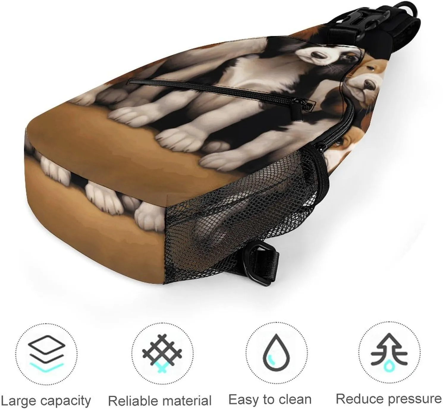 Crossbody Sling Bag Cute Dogs Backpack Sling Bag Travel Hiking Chest Bag Shoulder Bag Daypack